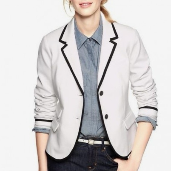 Gap Women’s The Academy Blazer White Black Trim Size 4 - Picture 3 of 7